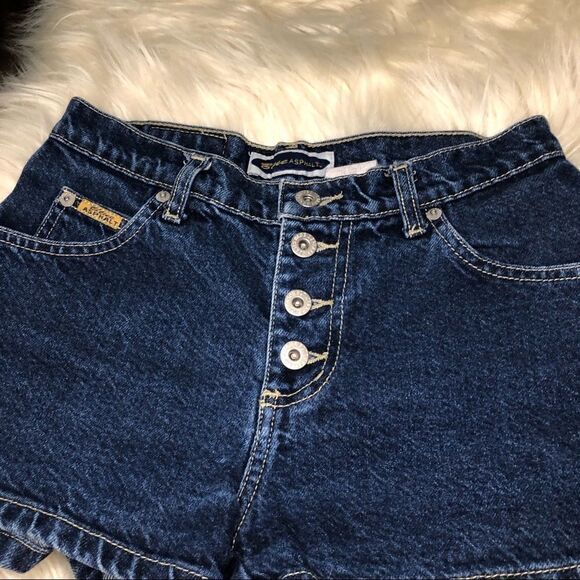 Blue asphalt button fly high waist short shorts 3 - Picture 3 of 9